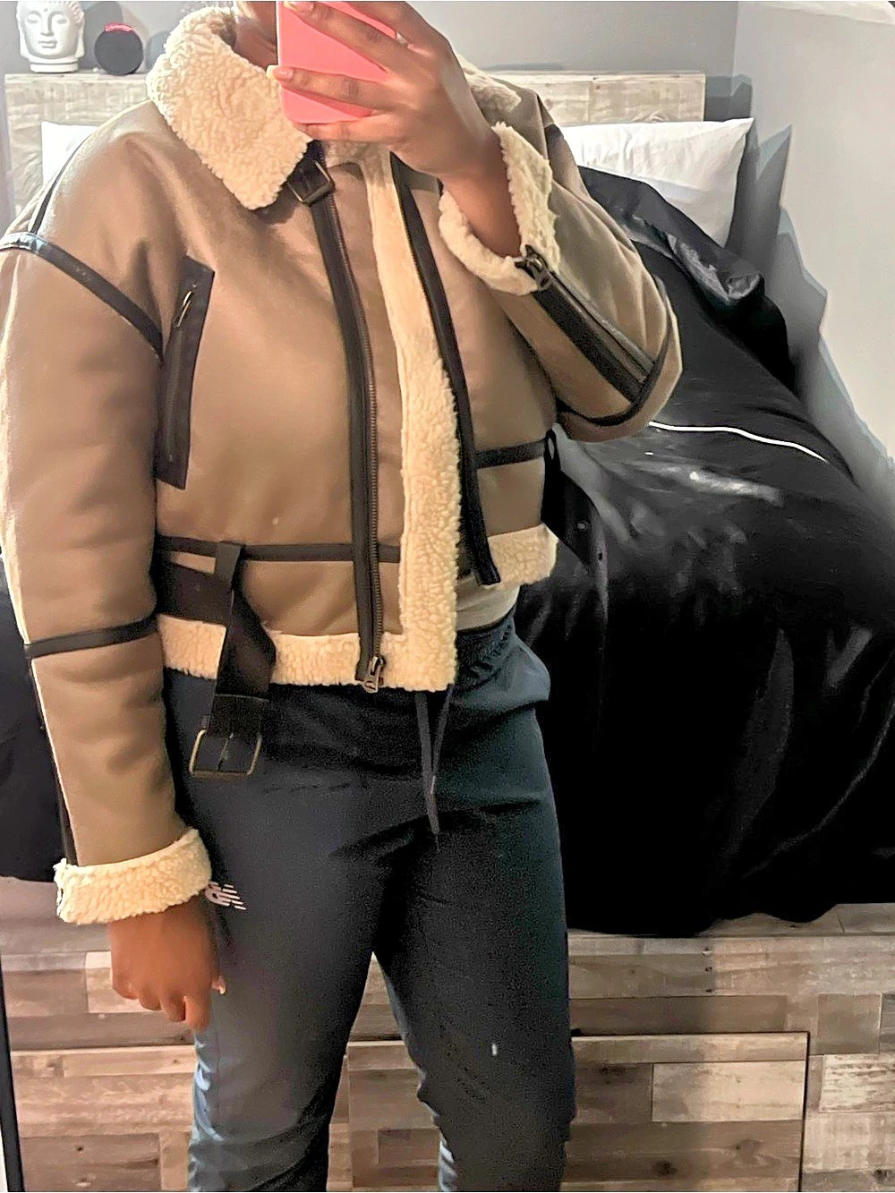 Jason Wu
Women's Shearling Aviator Jacket in Brown & Black Like New